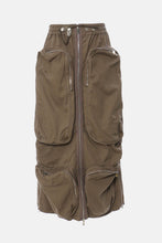 Load image into Gallery viewer, Zip Up Midi Skirt with Cargo Pockets