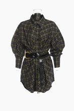 Load image into Gallery viewer, Plaid Button Down Shirt Dress with Belt

