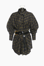Load image into Gallery viewer, Plaid Button Down Shirt Dress with Belt