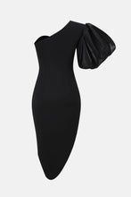 Load image into Gallery viewer, Puff Sleeve Deep V Asymmetrical Hem Dress