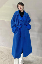 Load image into Gallery viewer, Double-Breasted Belted Lapel Collar Sherpa Coat