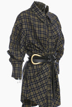 Load image into Gallery viewer, Plaid Button Down Shirt Dress with Belt