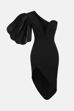Load image into Gallery viewer, Puff Sleeve Deep V Asymmetrical Hem Dress