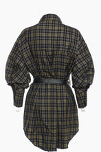 Load image into Gallery viewer, Plaid Button Down Shirt Dress with Belt