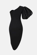 Load image into Gallery viewer, Puff Sleeve Deep V Asymmetrical Hem Dress
