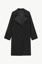 Load image into Gallery viewer, Double-Breasted Belted Lapel Collar Sherpa Coat
