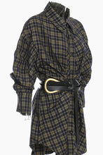 Load image into Gallery viewer, Plaid Button Down Shirt Dress with Belt
