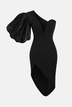 Load image into Gallery viewer, Puff Sleeve Deep V Asymmetrical Hem Dress
